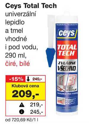 Ceys Total Tech univerzální lepidlo a tmel ceys vhodné i pod vodu, 290 ml