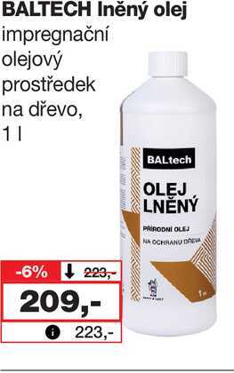 BALTECH Iněný olej impregnační olejový prostředek na dřevo, 1l