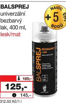 BALSPREJ univerzální bezbarvý lak, 400 ml, lesk/mat