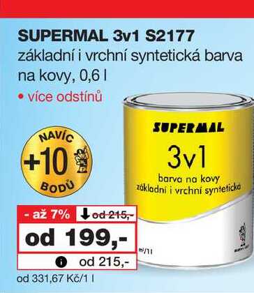 SUPERMAL 3v1 S2177 základní i vrchní syntetická barva na kovy, 0,6l
