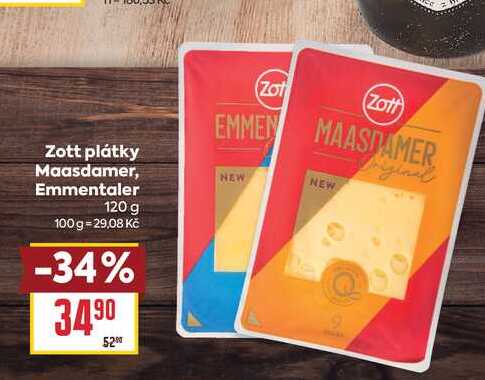 Zott plátky Maasdamer, Emmentaler 120 g
