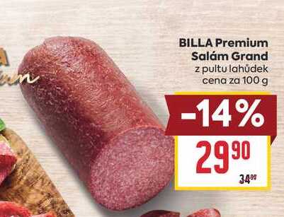BILLA Premium Salám Grand z pultu lahůdek cena za 100 g