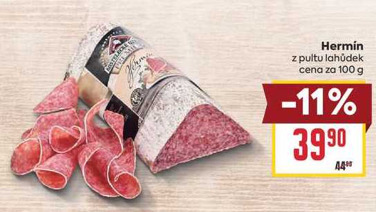 Hermín z pultu lahůdek cena za 100 g