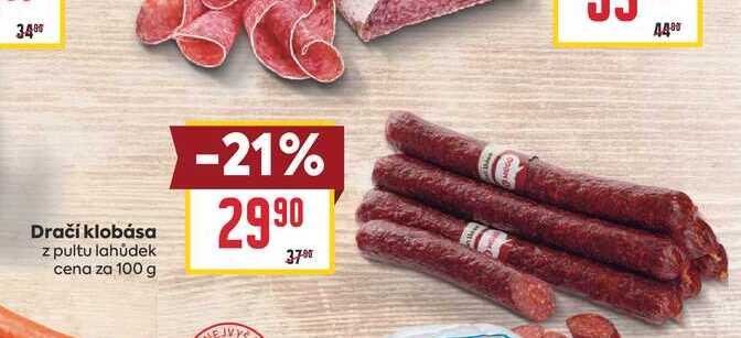 Dračí klobása z pultu lahůdek cena za 100 g