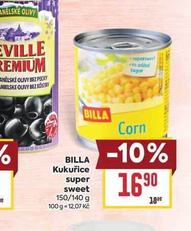 BILLA Kukuřice super sweet 150/140 g 