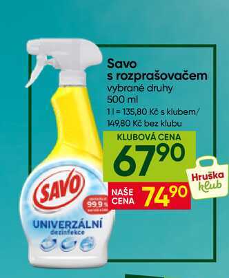 Savo s rozprašovačem vybrané druhy 500 ml 