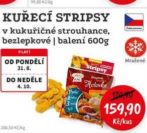 KUŘECÍ STRIPSY v kukuřičné strouhance, bezlepkové | balení 600g
