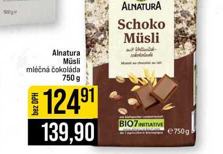 Alnatura Müsli mléčná čokoláda 750 g