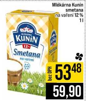 Mlékárna Kunín smetana na vařeni 12% 1l