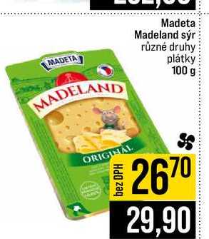 Madeta Madeland sýr různé druhy plátky 100 g 