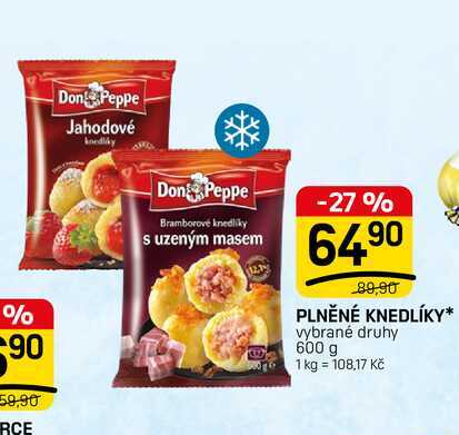 PLNĚNÉ KNEDLÍKY* vybrané druhy 600 g