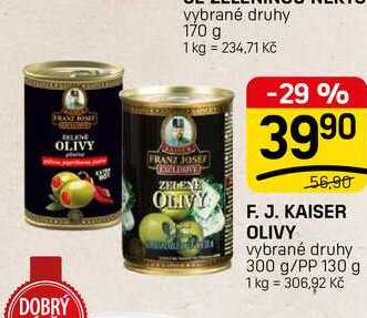 F. J. KAISER OLIVY vybrané druhy 300 g/PP 130 g