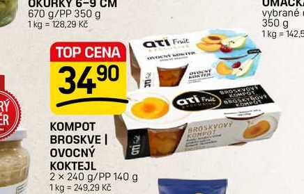 KOMPOT BROSKVE | OVOCNÝ KOKTEJL 2 x 240 g/PP 140 g