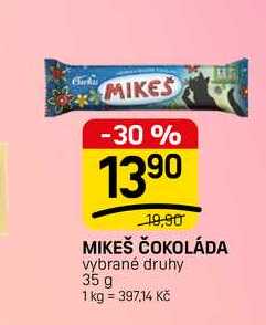 MIKEŠ ČOKOLÁDA vybrané druhy 35 g