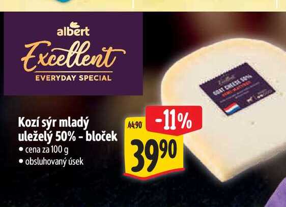Kozí sýr mladý uleželý 50%-bloček 100 g