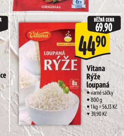Vitana Rýže 8x loupaná varné sáčky 800 g