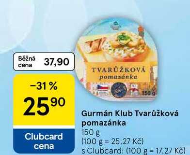 Gurmán Klub Tvarůžková pomazánka, 150 g