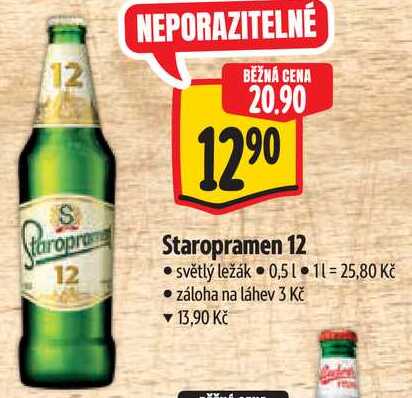 Staropramen 12, 0,5 l v akci