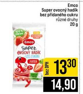 Emco Super ovocný hadík bez přidaného cukru různé druhy 20 g
