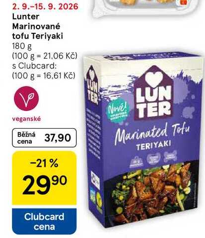 Lunter Marinované tofu Teriyaki, 180 g