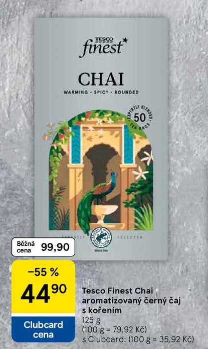 Tesco Finest Chai aromatizovaný černý čaj s kořením, 125 g 