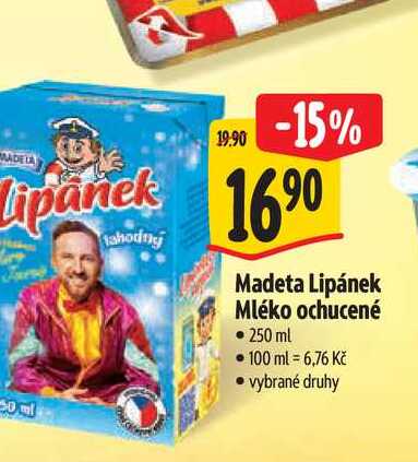   Madeta Lipánek Mléko ochucené 250 ml  