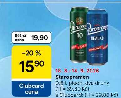 Staropramen, 0,5 l, plech, dva druhy  