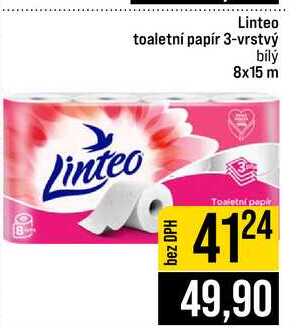 Linteo toaletní papír 3-vrstvý bílý 8x15 m