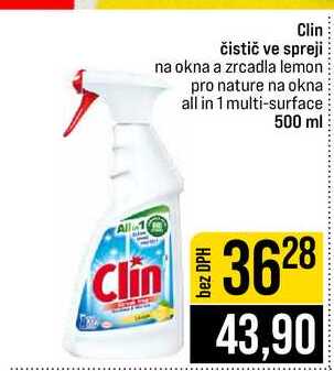 Clin čistič ve spreji na okna a zrcadla lemon pro nature na okna all in 1 multi-surface 500 ml