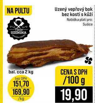 Uzený vepřový bok bez kosti s kůží 100g