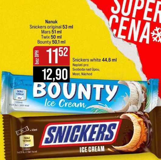 Nanuk Snickers original 53 ml Mars 51 ml Twix 50 ml Bounty 50,1 ml