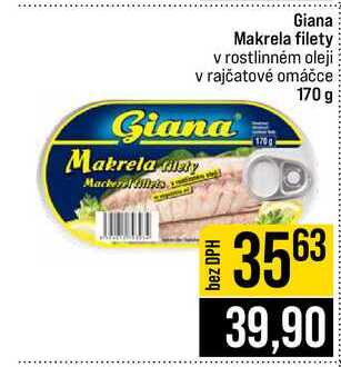 Giana Makrela filety v rostlinném oleji v rajčatové omáčce 170 g