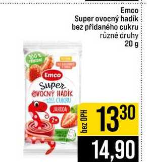 Emco Super ovocný hadik bez přidaného cukru různé druhy 20 g