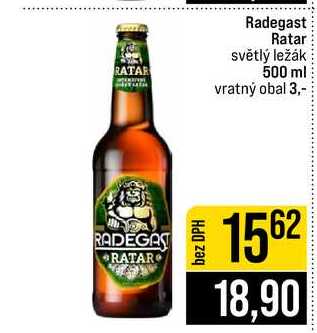 Radegast Ratar světlý ležák 500 ml