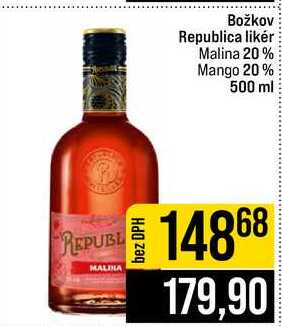 Božkov Republica likér Malina 20% Mango 20% 500 ml 