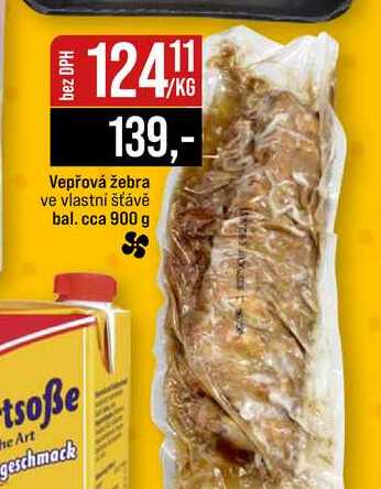Vepřová žebra ve vlastní šťávě bal. cca 900 g 
