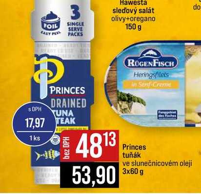 Princes tuňák ve slunečnicovém oleji 3x60 g 