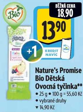 Nature's Promise Bio Dětská Ovocná tyčinka, 25 g
