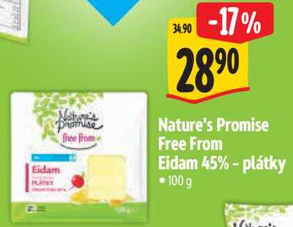 Nature's Promise Free From Eidam 45% - plátky, 100 g