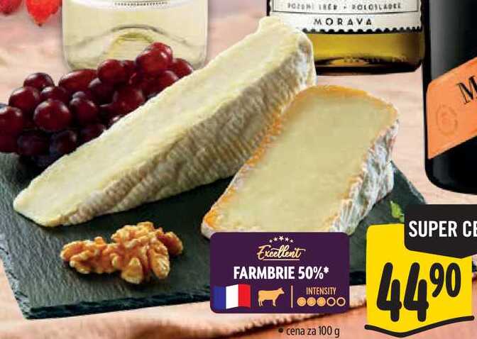 FARMBRIE 50%, cena za 100 g  