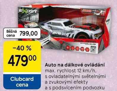 Auto na dálkové ovládání, max. rychlost 12 km/h. s ovladatelnými světelnými a zvukovými efekty a s podsvícením podvozku 