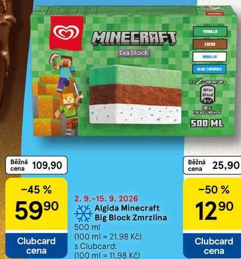 Algida Minecraft Big Block Zmrzlina, 500 ml  