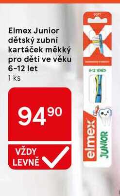 Elmex Junior dětský zubní kartáček měkký pro děti ve věku 6-12 let, 1 ks