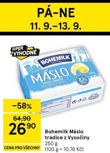 Bohemilk Máslo tradice z Vysočiny, 250 g    v akci