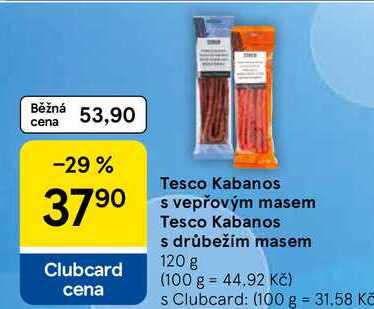 Tesco Kabanos s drůbežím masem, 120 g 