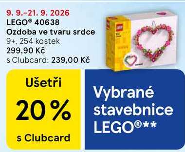 LEGO® 40638 Ozdoba ve tvaru srdce 9+, 254 kostek  