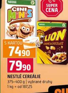 NESTLÉ CEREÁLIE 375-400 g vybrané druhy