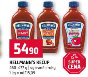 HELLMANN'S KEČUP 460-477 g vybrané druhy
