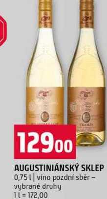 AUGUSTINIÁNSKÝ SKLEP 0,75l víno pozdní sběr vybrané druhy 