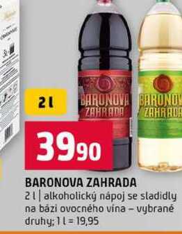 BARONOVA ZAHRADA 2l alkoholický nápoj se sladidly na bázi ovocného vína vybrané druhy